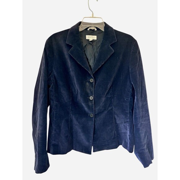 Barneys New York made in Italy soft corduroy Preppy Fitted blazer Navy Blue 14 - Picture 1 of 8